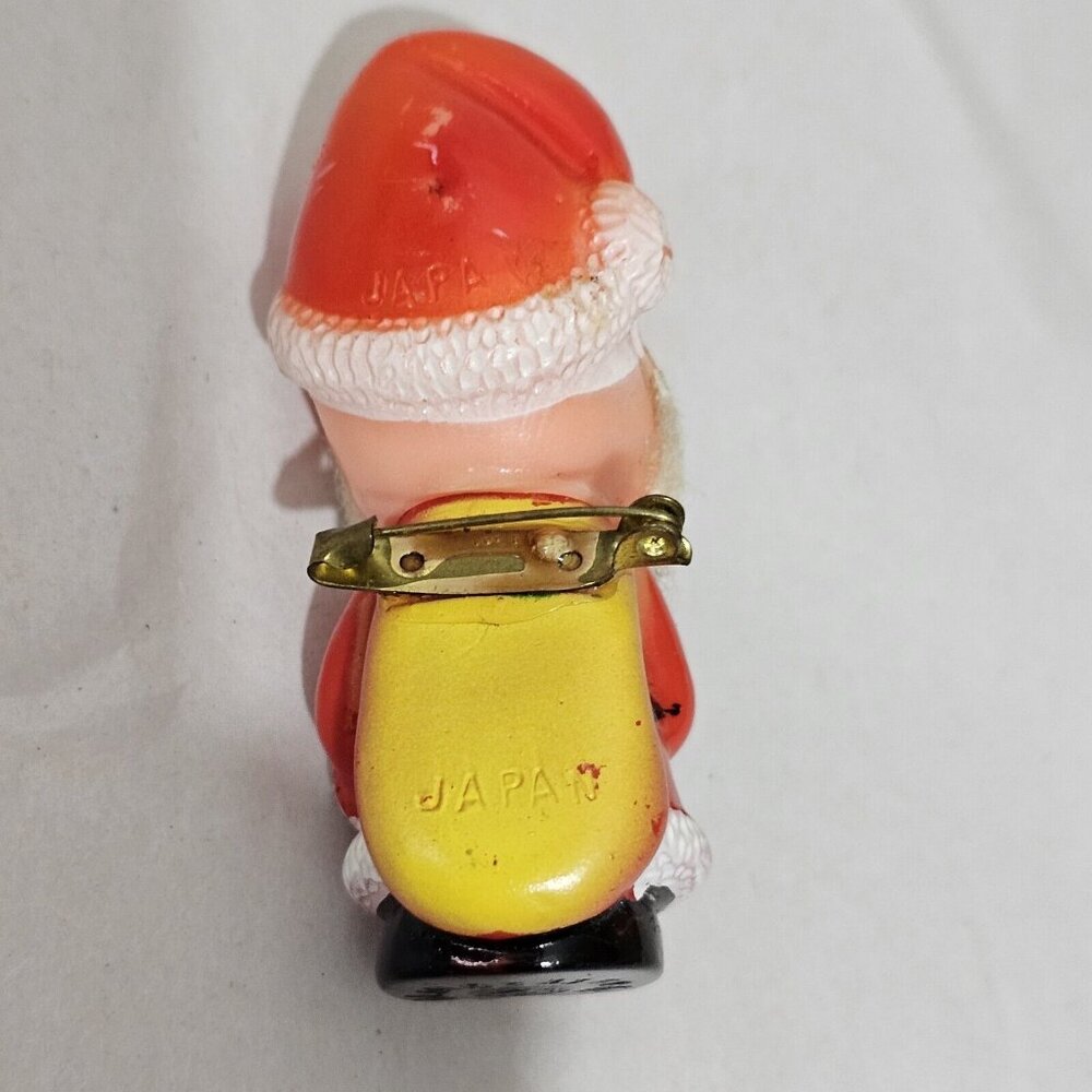 Santa Claus Pin 3" Vintage 1950s Plastic Brooch Christmas Holiday Made In Japan - Picture 8 of 11